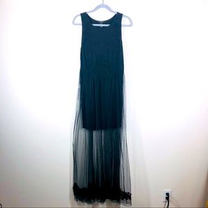 Forever 21 Sheer Overlay Maxi Dress Medium